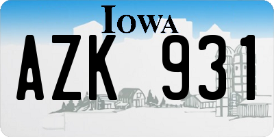 IA license plate AZK931