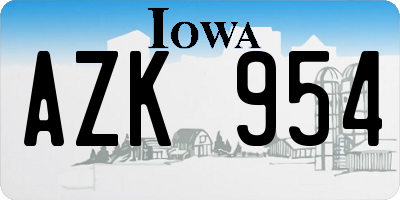 IA license plate AZK954