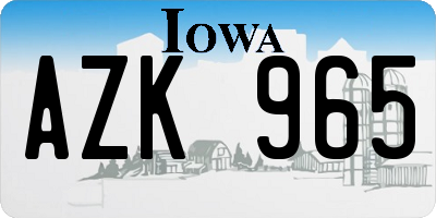 IA license plate AZK965