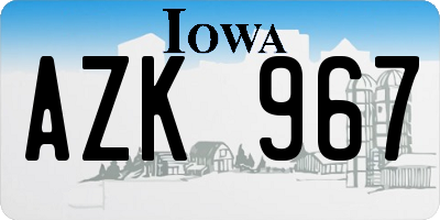 IA license plate AZK967