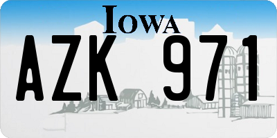 IA license plate AZK971