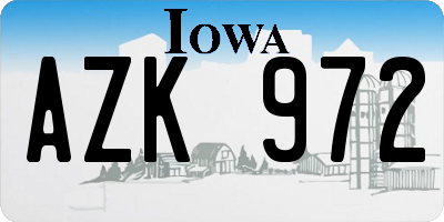 IA license plate AZK972