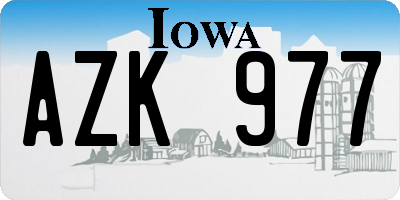 IA license plate AZK977