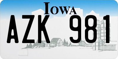 IA license plate AZK981
