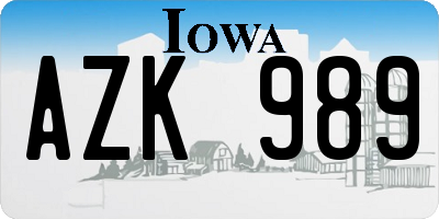 IA license plate AZK989