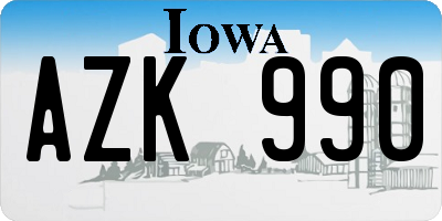 IA license plate AZK990