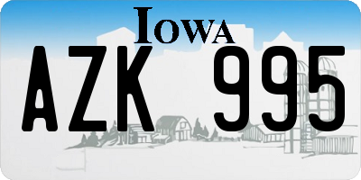 IA license plate AZK995