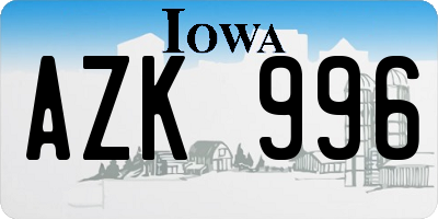 IA license plate AZK996