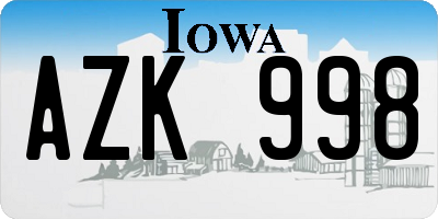 IA license plate AZK998