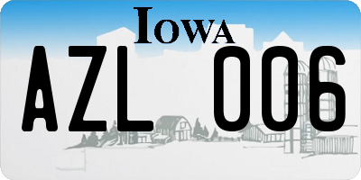 IA license plate AZL006