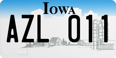IA license plate AZL011
