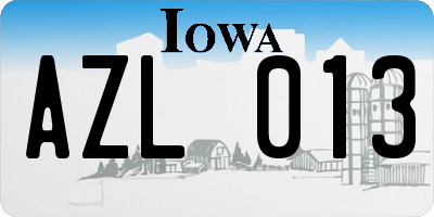 IA license plate AZL013