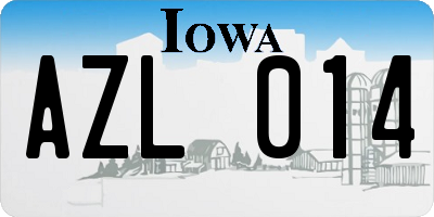 IA license plate AZL014