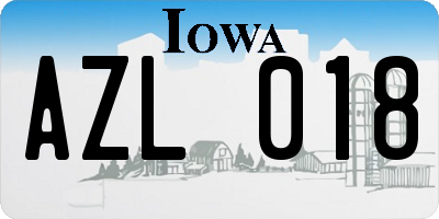 IA license plate AZL018