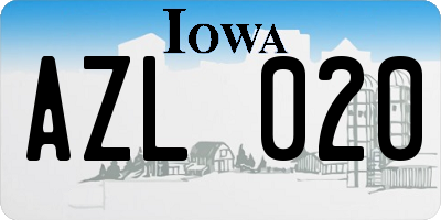 IA license plate AZL020