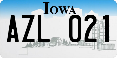 IA license plate AZL021