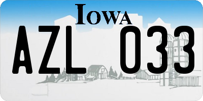 IA license plate AZL033