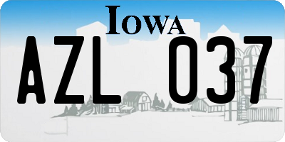IA license plate AZL037