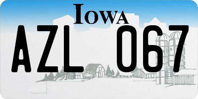 IA license plate AZL067