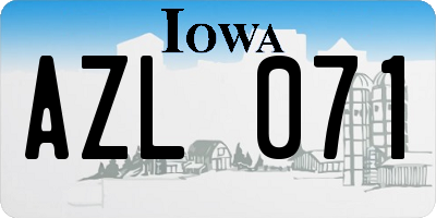 IA license plate AZL071