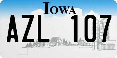 IA license plate AZL107