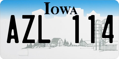 IA license plate AZL114