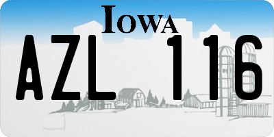IA license plate AZL116