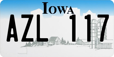 IA license plate AZL117