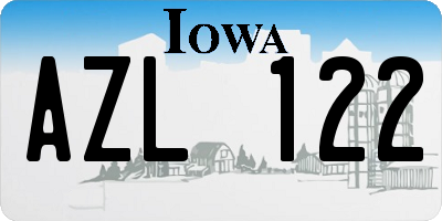 IA license plate AZL122