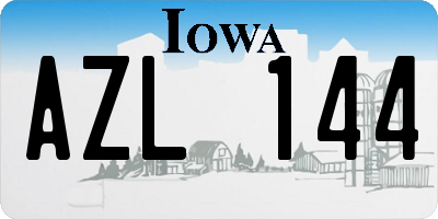 IA license plate AZL144