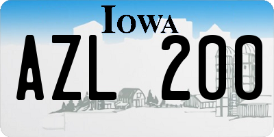 IA license plate AZL200