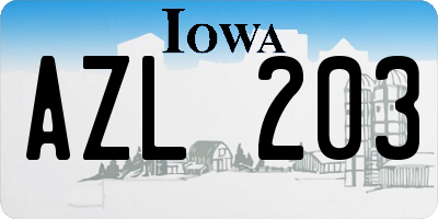 IA license plate AZL203