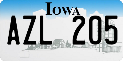 IA license plate AZL205