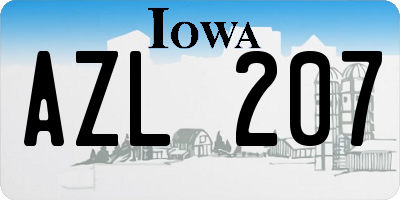 IA license plate AZL207