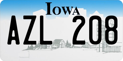 IA license plate AZL208