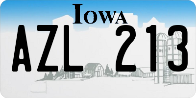 IA license plate AZL213