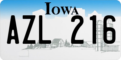 IA license plate AZL216