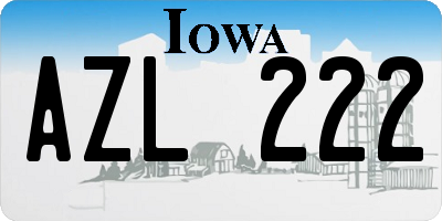 IA license plate AZL222