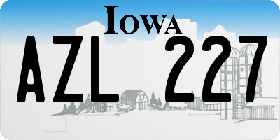 IA license plate AZL227