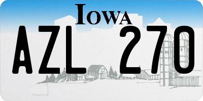 IA license plate AZL270