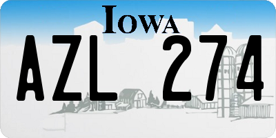 IA license plate AZL274