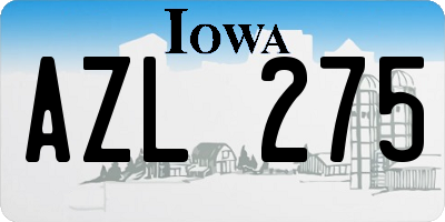 IA license plate AZL275