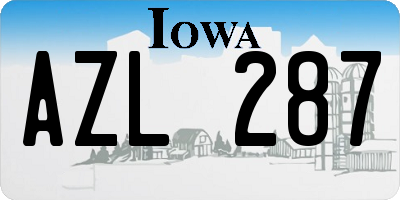 IA license plate AZL287