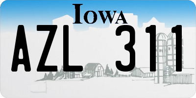 IA license plate AZL311