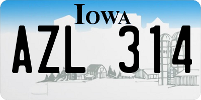 IA license plate AZL314