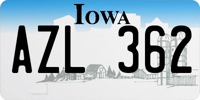 IA license plate AZL362