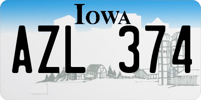 IA license plate AZL374