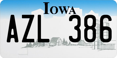 IA license plate AZL386
