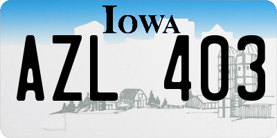 IA license plate AZL403
