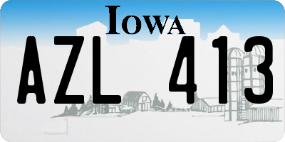 IA license plate AZL413